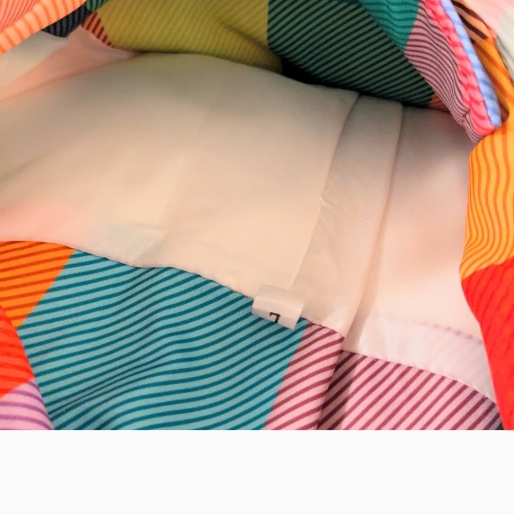Rainbow Plaid Double Button Ladies Rain Coat. - Picture 7 of 10